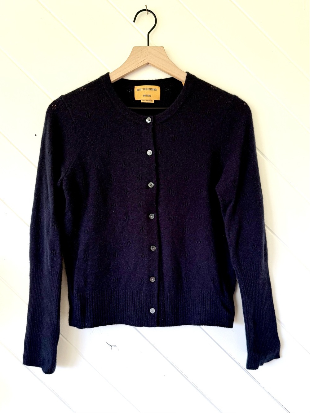 Guest in Residence Jane Pointelle Cardigan in Midnight